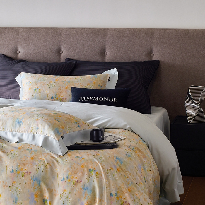 91家纺网 家纺一手货源 找家纺 蕾诺家纺 2025新款60支进口奥地利兰精天丝数码印花四件套 小枝寻