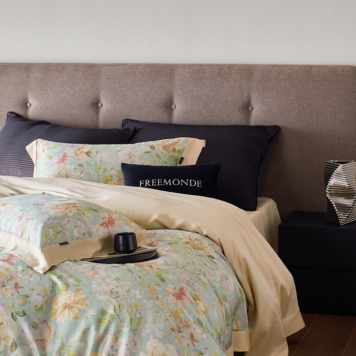 91家纺网 家纺一手货源 找家纺 蕾诺家纺 2025新款60支进口奥地利兰精天丝数码印花四件套 香颂-青提绿