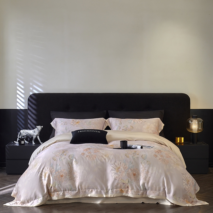 蕾诺家纺 2025新款60支进口奥地利兰精天丝数码印花四件套 挽风-芋泥