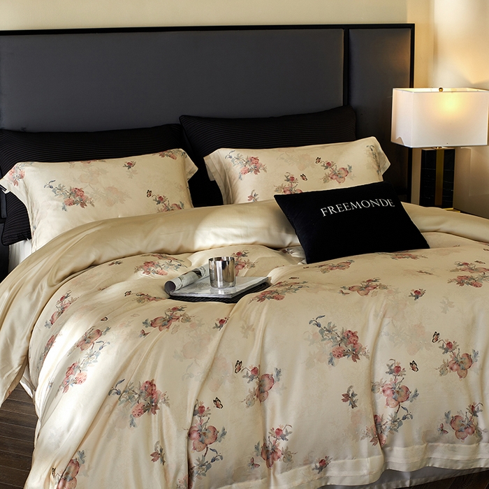 91家纺网 家纺一手货源 找家纺 蕾诺家纺 2025新款60支进口奥地利兰精天丝数码印花四件套 时来运转