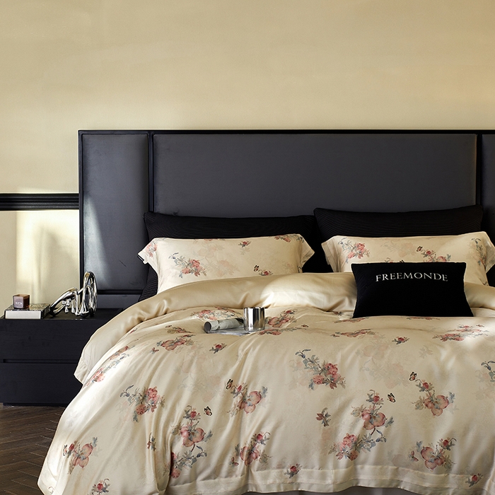 91家纺网 家纺一手货源 找家纺 蕾诺家纺 2025新款60支进口奥地利兰精天丝数码印花四件套 时来运转