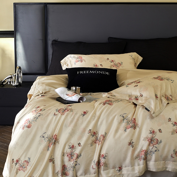 91家纺网 家纺一手货源 找家纺 蕾诺家纺 2025新款60支进口奥地利兰精天丝数码印花四件套 时来运转