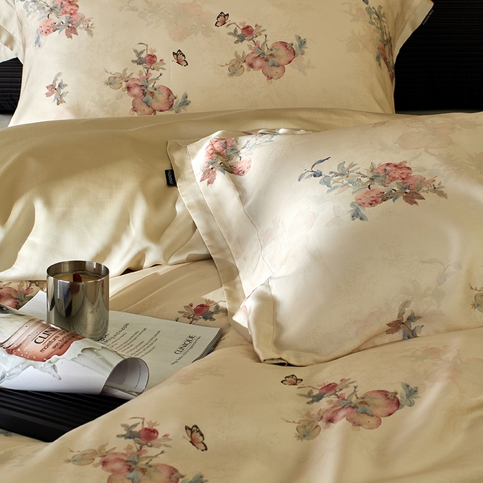 91家纺网 家纺一手货源 找家纺 蕾诺家纺 2025新款60支进口奥地利兰精天丝数码印花四件套 时来运转