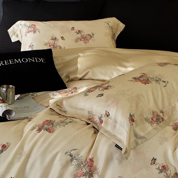 91家纺网 家纺一手货源 找家纺 蕾诺家纺 2025新款60支进口奥地利兰精天丝数码印花四件套 时来运转