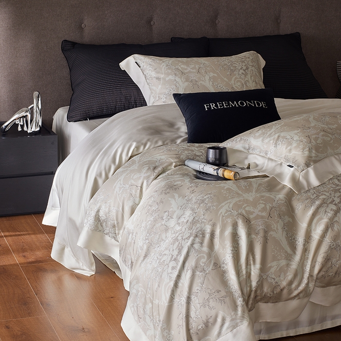 91家纺网 家纺一手货源 找家纺 蕾诺家纺 2025新款60支进口奥地利兰精天丝数码印花四件套 娜塔莎-香槟