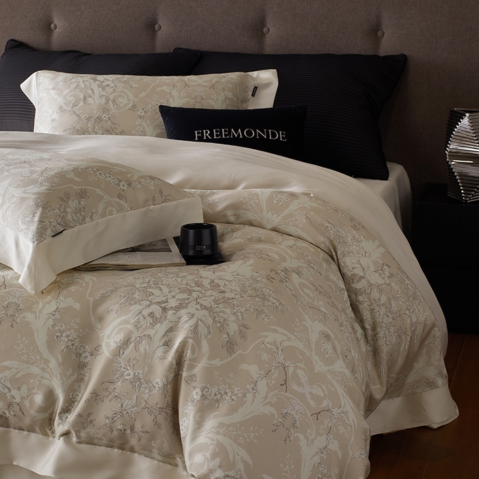 91家纺网 家纺一手货源 找家纺 蕾诺家纺 2025新款60支进口奥地利兰精天丝数码印花四件套 娜塔莎-香槟