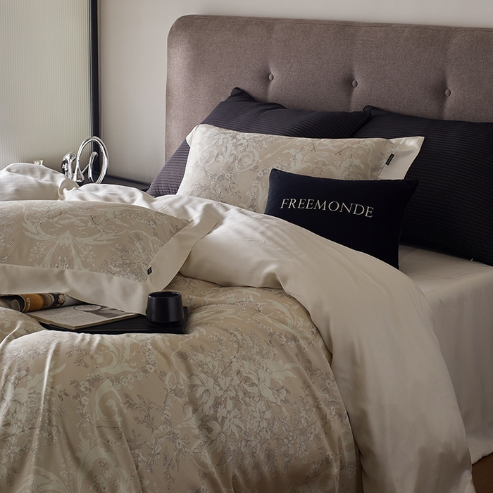 91家纺网 家纺一手货源 找家纺 蕾诺家纺 2025新款60支进口奥地利兰精天丝数码印花四件套 娜塔莎-香槟