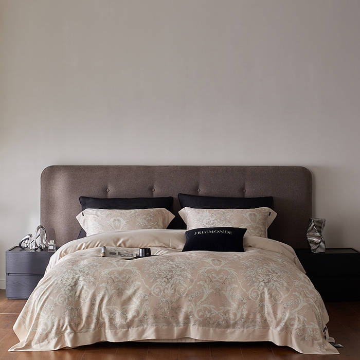 蕾诺家纺 2025新款60支进口奥地利兰精天丝数码印花四件套 娜塔莎-贝壳粉