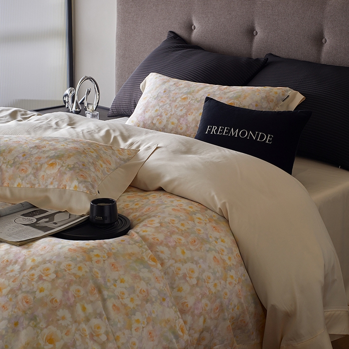 91家纺网 家纺一手货源 找家纺 蕾诺家纺 2025新款60支进口奥地利兰精天丝数码印花四件套 茉莉清晨