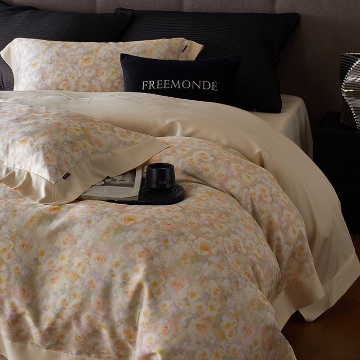 91家纺网 家纺一手货源 找家纺 蕾诺家纺 2025新款60支进口奥地利兰精天丝数码印花四件套 茉莉清晨