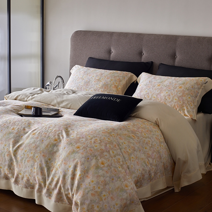 91家纺网 家纺一手货源 找家纺 蕾诺家纺 2025新款60支进口奥地利兰精天丝数码印花四件套 茉莉清晨