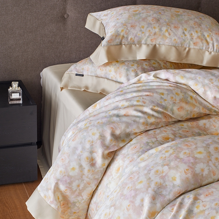 91家纺网 家纺一手货源 找家纺 蕾诺家纺 2025新款60支进口奥地利兰精天丝数码印花四件套 茉莉清晨