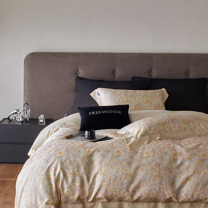 91家纺网 家纺一手货源 找家纺 蕾诺家纺 2025新款60支进口奥地利兰精天丝数码印花四件套 茉莉清晨