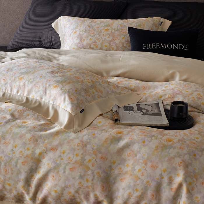 91家纺网 家纺一手货源 找家纺 蕾诺家纺 2025新款60支进口奥地利兰精天丝数码印花四件套 茉莉清晨