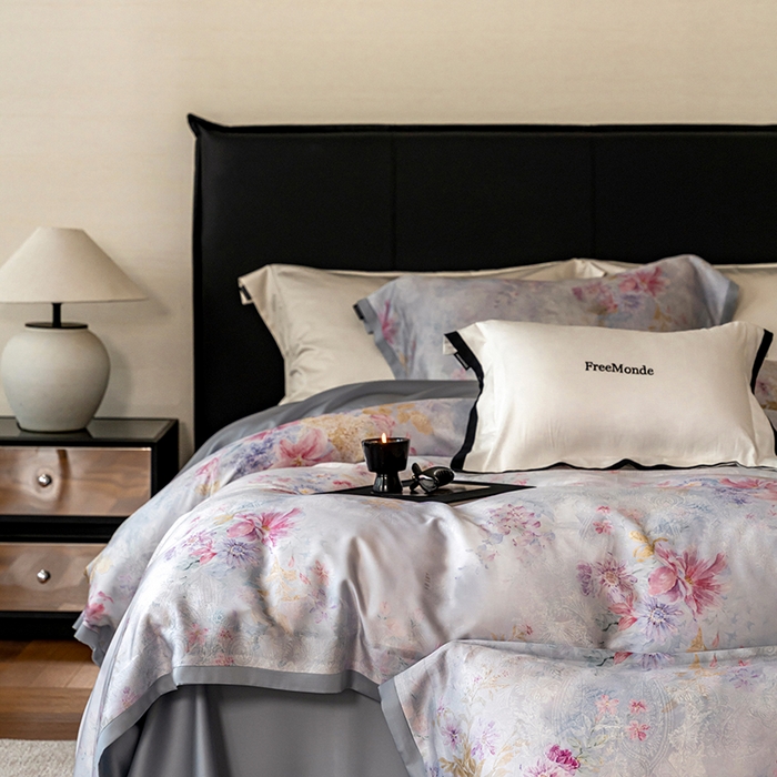 91家纺网 家纺一手货源 找家纺 （总）蕾诺家纺 2025新款60支进口奥地利兰精天丝数码印花四件套