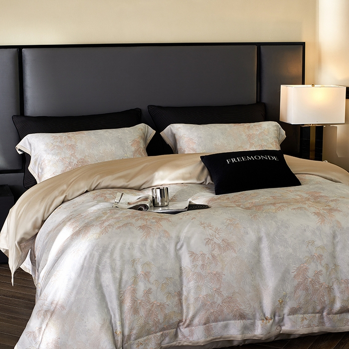 91家纺网 家纺一手货源 找家纺 蕾诺家纺 2025新款60支进口奥地利兰精天丝数码印花四件套 江山画-棕玉