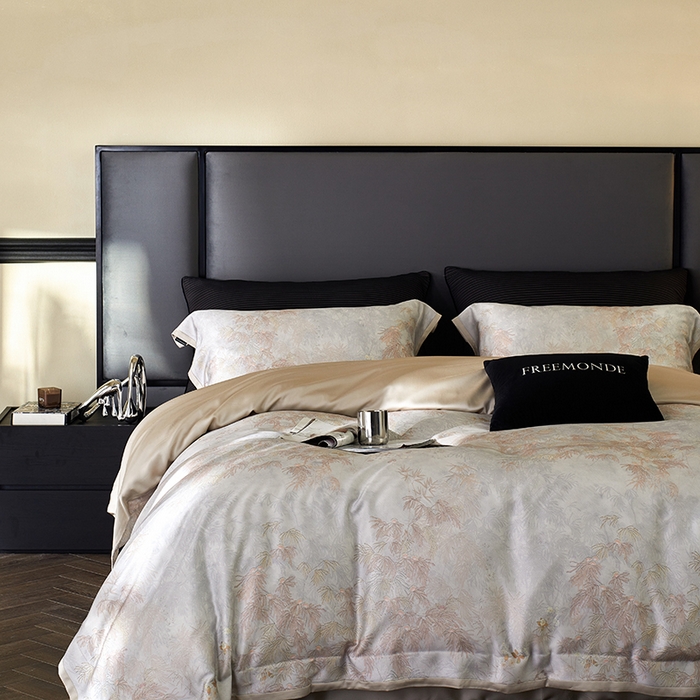 91家纺网 家纺一手货源 找家纺 蕾诺家纺 2025新款60支进口奥地利兰精天丝数码印花四件套 江山画-棕玉