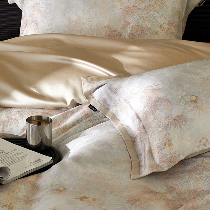 91家纺网 家纺一手货源 找家纺 蕾诺家纺 2025新款60支进口奥地利兰精天丝数码印花四件套 江山画-棕玉