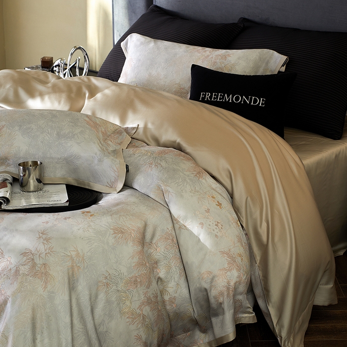 91家纺网 家纺一手货源 找家纺 蕾诺家纺 2025新款60支进口奥地利兰精天丝数码印花四件套 江山画-棕玉