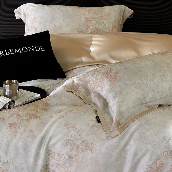 91家纺网 家纺一手货源 找家纺 蕾诺家纺 2025新款60支进口奥地利兰精天丝数码印花四件套 江山画-棕玉