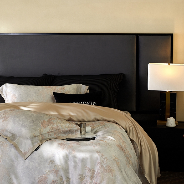 91家纺网 家纺一手货源 找家纺 蕾诺家纺 2025新款60支进口奥地利兰精天丝数码印花四件套 江山画-棕玉