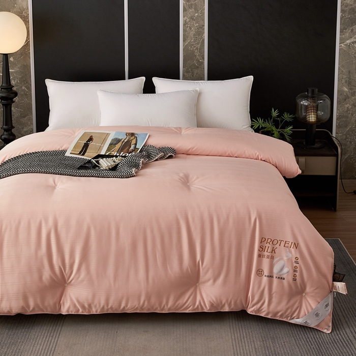 91家纺网 家纺一手货源 找家纺 喜糯糯 2025新款长绒棉提花被子被芯 粉玉