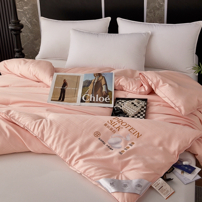 91家纺网 家纺一手货源 找家纺 喜糯糯 2025新款长绒棉提花被子被芯 粉玉