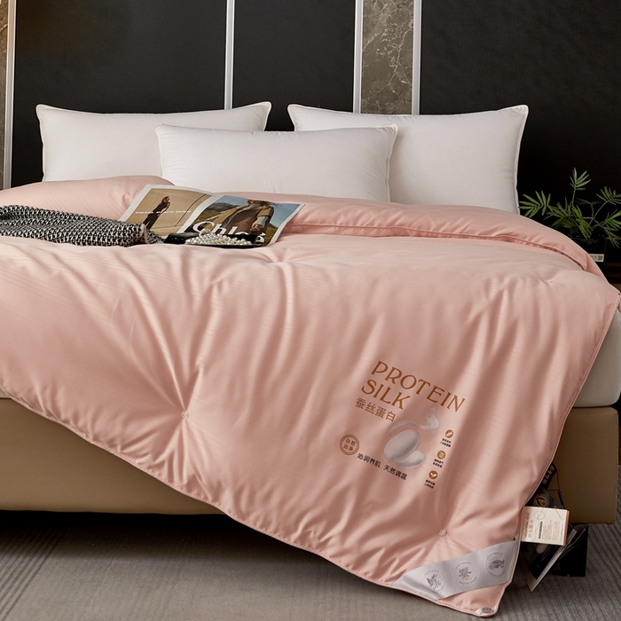 91家纺网 家纺一手货源 找家纺 喜糯糯 2025新款长绒棉提花被子被芯 粉玉