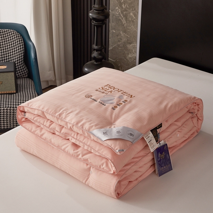 喜糯糯 2025新款长绒棉提花被子被芯 粉玉