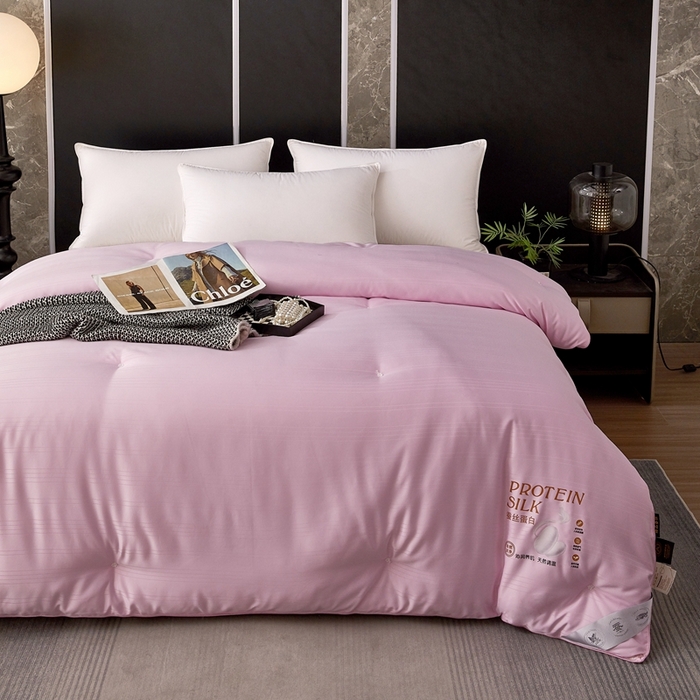 91家纺网 家纺一手货源 找家纺 喜糯糯 2025新款长绒棉提花被子被芯 樱花粉