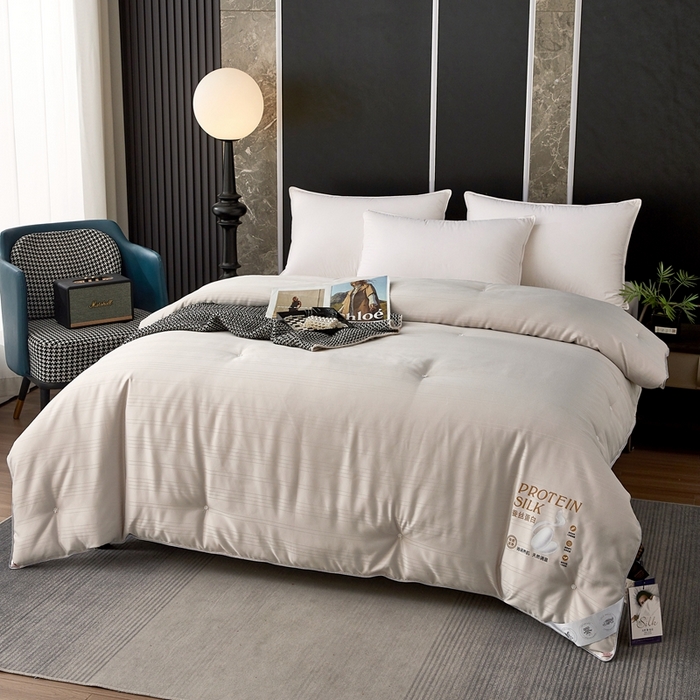 91家纺网 家纺一手货源 找家纺 喜糯糯 2025新款长绒棉提花被子被芯 云烟灰