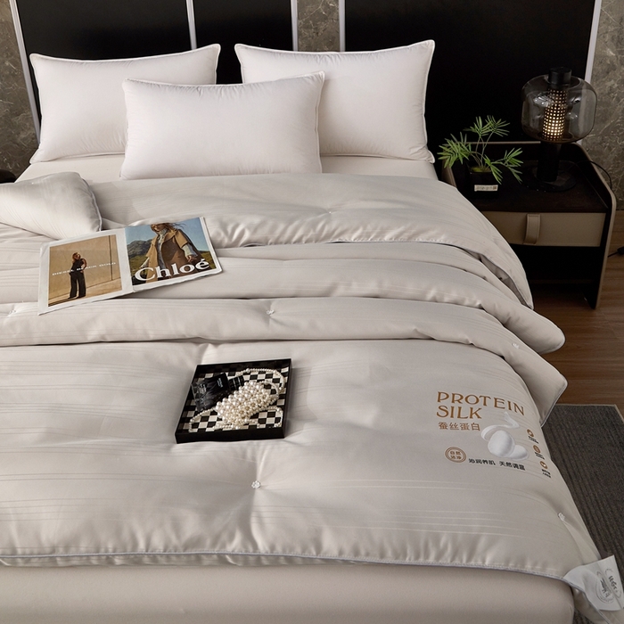 91家纺网 家纺一手货源 找家纺 喜糯糯 2025新款长绒棉提花被子被芯 云烟灰