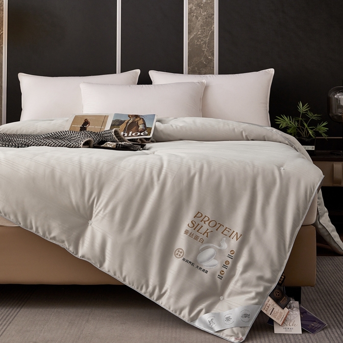 91家纺网 家纺一手货源 找家纺 喜糯糯 2025新款长绒棉提花被子被芯 云烟灰