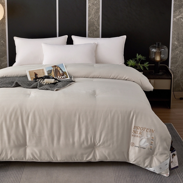 91家纺网 家纺一手货源 找家纺 喜糯糯 2025新款长绒棉提花被子被芯 云烟灰