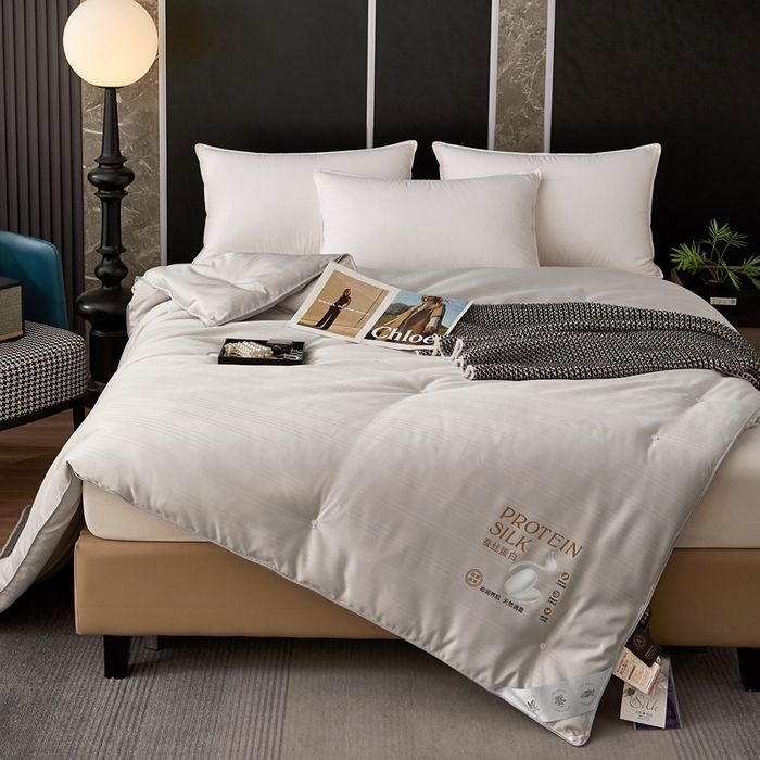 91家纺网 家纺一手货源 找家纺 喜糯糯 2025新款长绒棉提花被子被芯 云烟灰