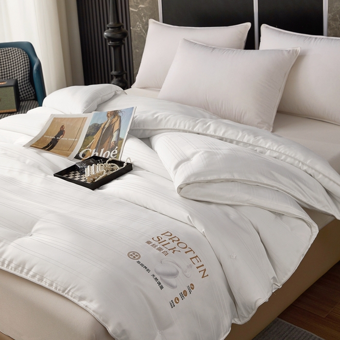 91家纺网 家纺一手货源 找家纺 喜糯糯 2025新款长绒棉提花被子被芯 珍珠白