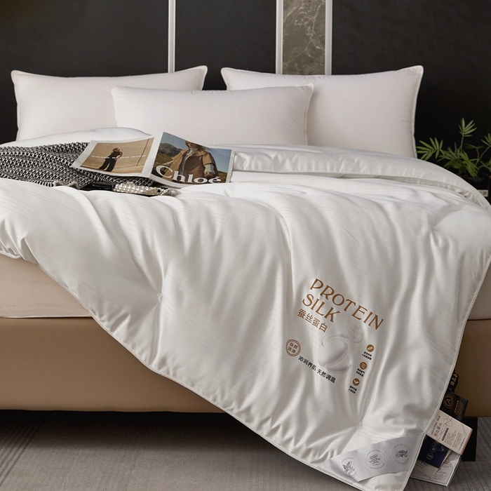 91家纺网 家纺一手货源 找家纺 喜糯糯 2025新款长绒棉提花被子被芯 珍珠白