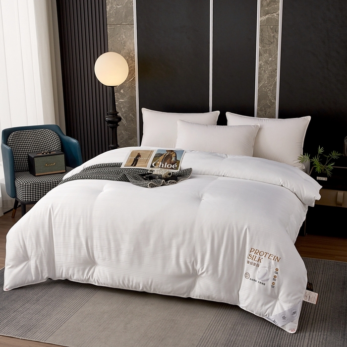 91家纺网 家纺一手货源 找家纺 喜糯糯 2025新款长绒棉提花被子被芯 珍珠白