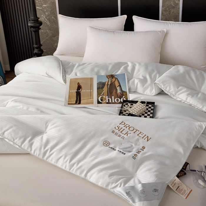 91家纺网 家纺一手货源 找家纺 喜糯糯 2025新款长绒棉提花被子被芯 珍珠白