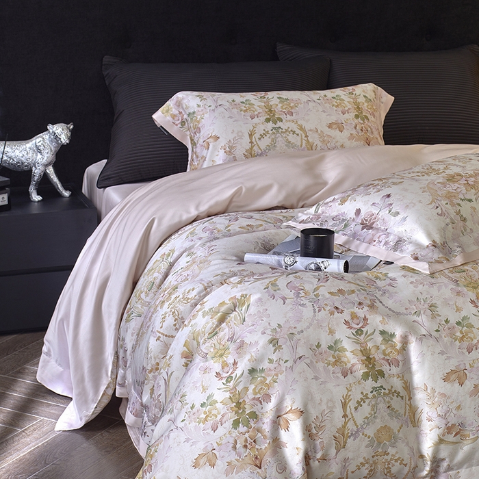 91家纺网 家纺一手货源 找家纺 蕾诺家纺 2025新款60支进口奥地利兰精天丝数码印花四件套 赫本