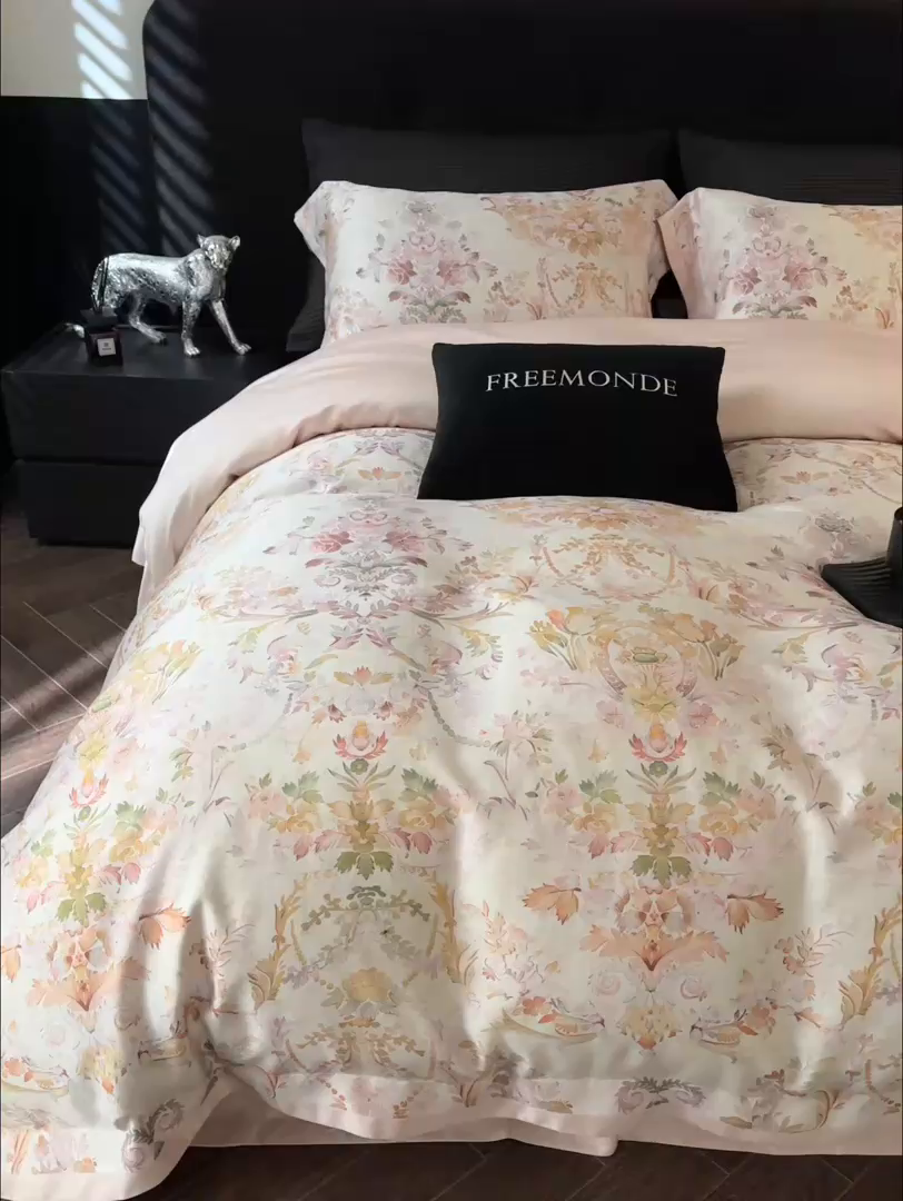 91家纺网 家纺一手货源 找家纺 蕾诺家纺 2025新款60支进口奥地利兰精天丝数码印花四件套 赫本