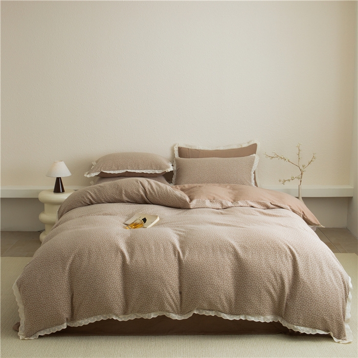 91家纺网 家纺一手货源 找家纺 （总）忘忧草 2025新款全棉纯棉色织提花四件套-花漾