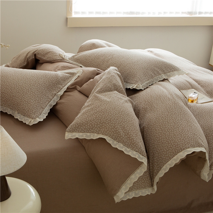 91家纺网 家纺一手货源 找家纺 （总）忘忧草 2025新款全棉纯棉色织提花四件套-花漾