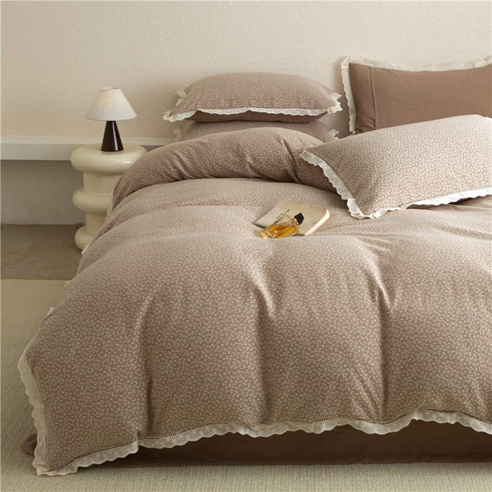 91家纺网 家纺一手货源 找家纺 （总）忘忧草 2025新款全棉纯棉色织提花四件套-花漾