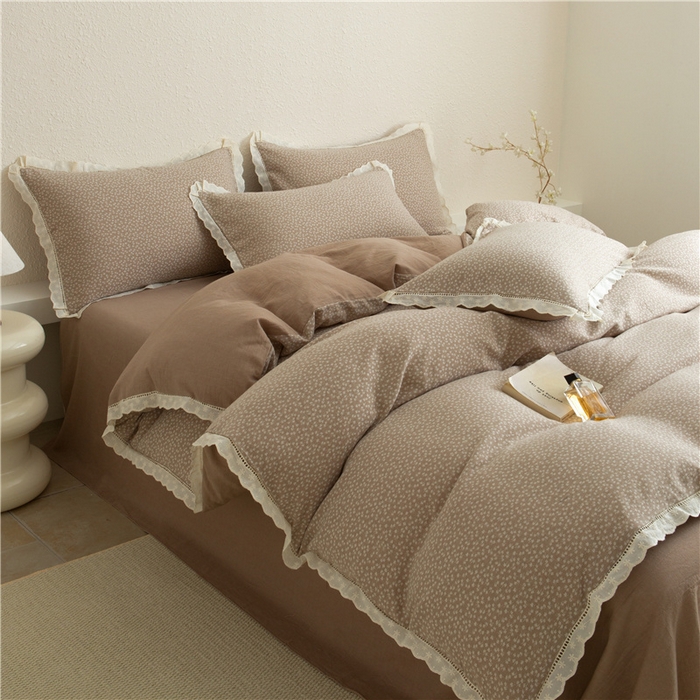 91家纺网 家纺一手货源 找家纺 （总）忘忧草 2025新款全棉纯棉色织提花四件套-花漾