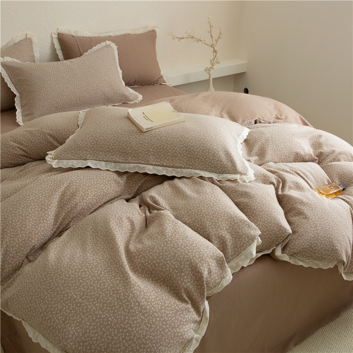 91家纺网 家纺一手货源 找家纺 （总）忘忧草 2025新款全棉纯棉色织提花四件套-花漾