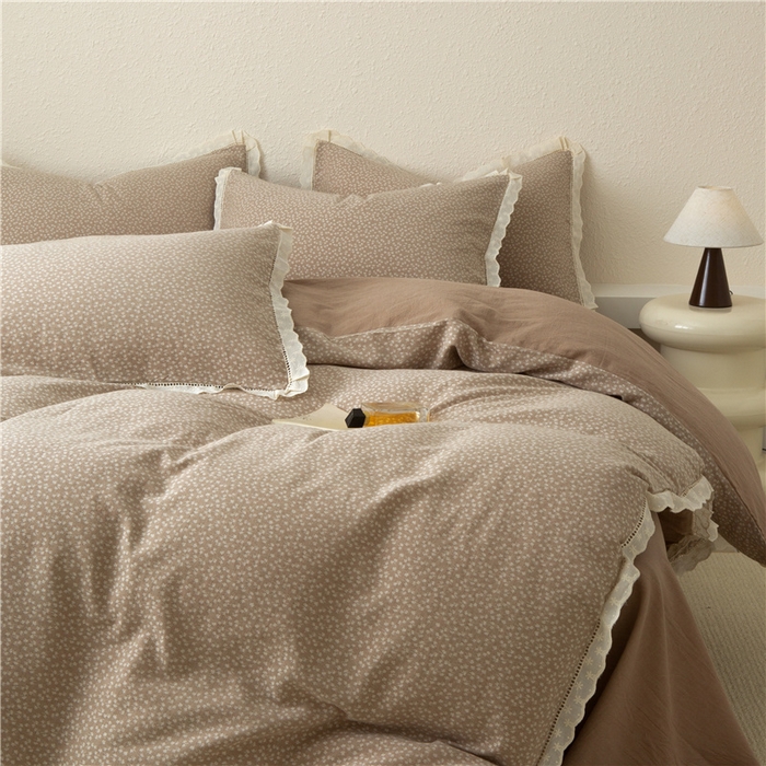 91家纺网 家纺一手货源 找家纺 （总）忘忧草 2025新款全棉纯棉色织提花四件套-花漾