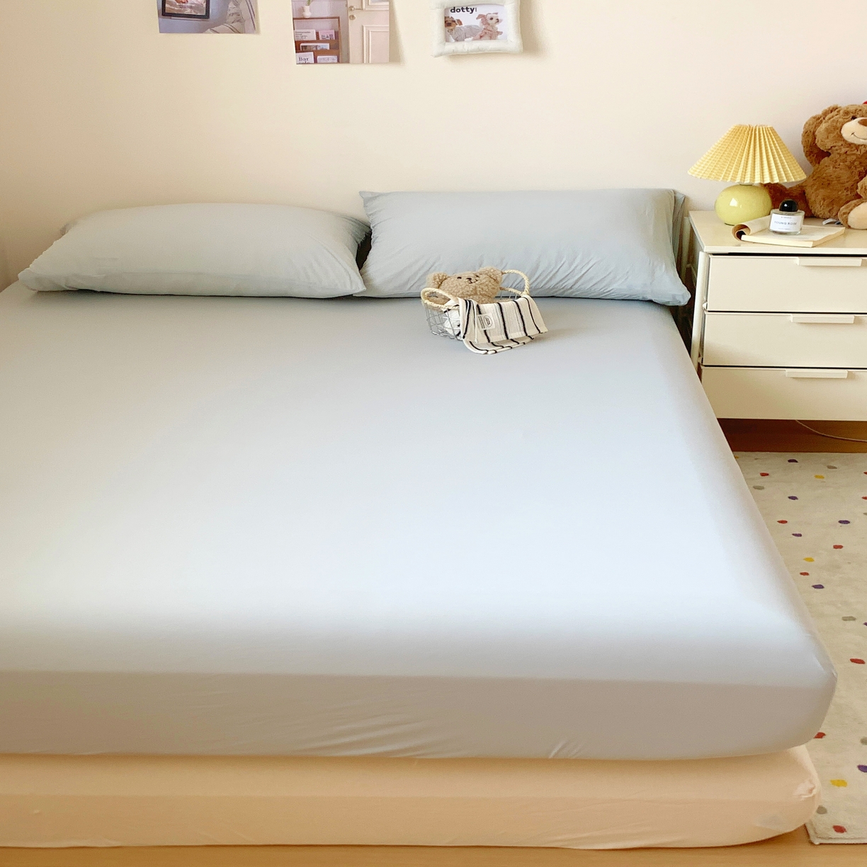 91家纺网 家纺一手货源 找家纺 桃喜 2025新A类 “冰纱”双拼凉感双层纱锦氨夏被夏凉被空调被 床笠三件套-灰色