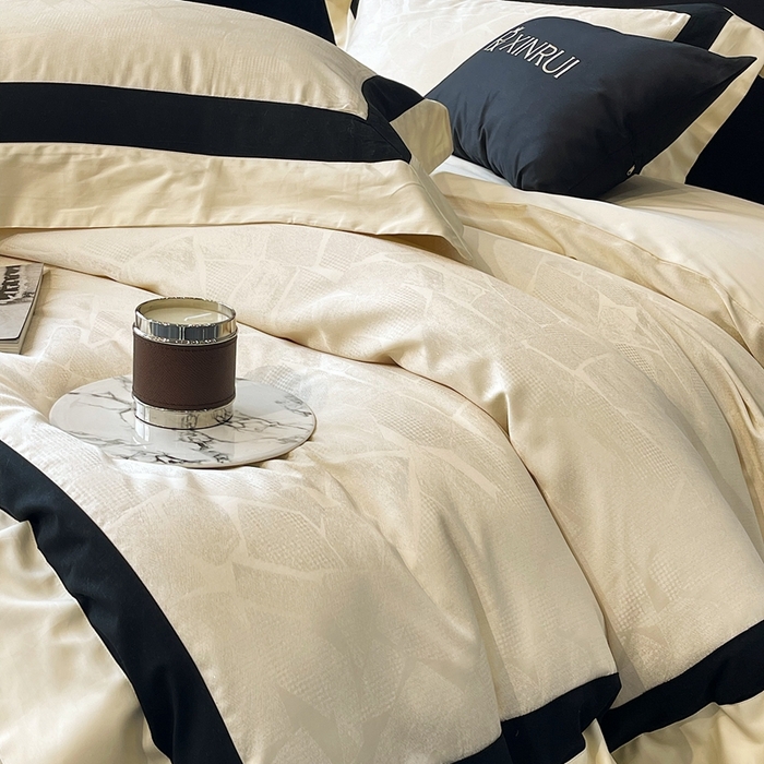 91家纺网 家纺一手货源 找家纺 馨蕊家居 2025新款高精密天丝棉提花流金岁月系列四件套 天丝棉流金岁月-香槟