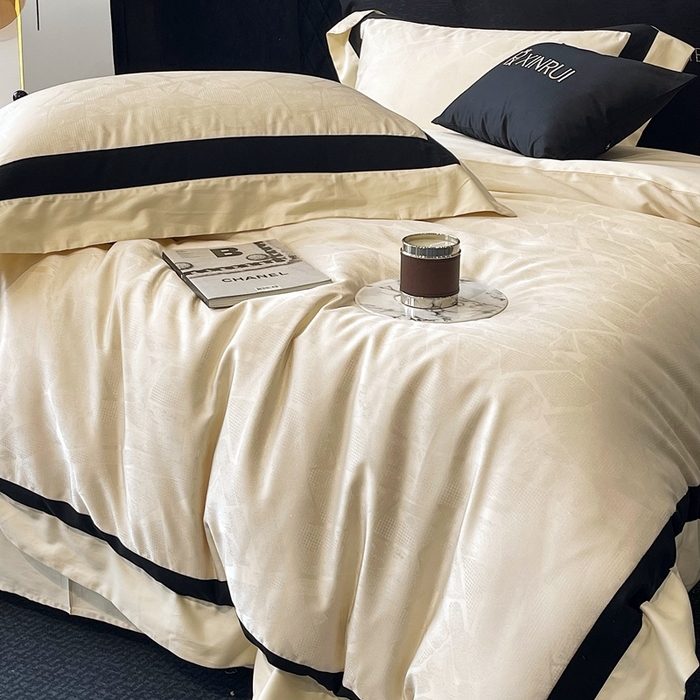 91家纺网 家纺一手货源 找家纺 馨蕊家居 2025新款高精密天丝棉提花流金岁月系列四件套 天丝棉流金岁月-香槟